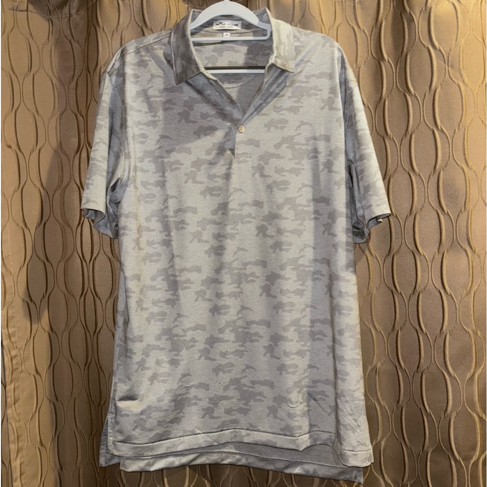 Peter Millar Summer Comfort Gray Camo Print Polo Size Medium